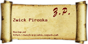 Zwick Piroska névjegykártya